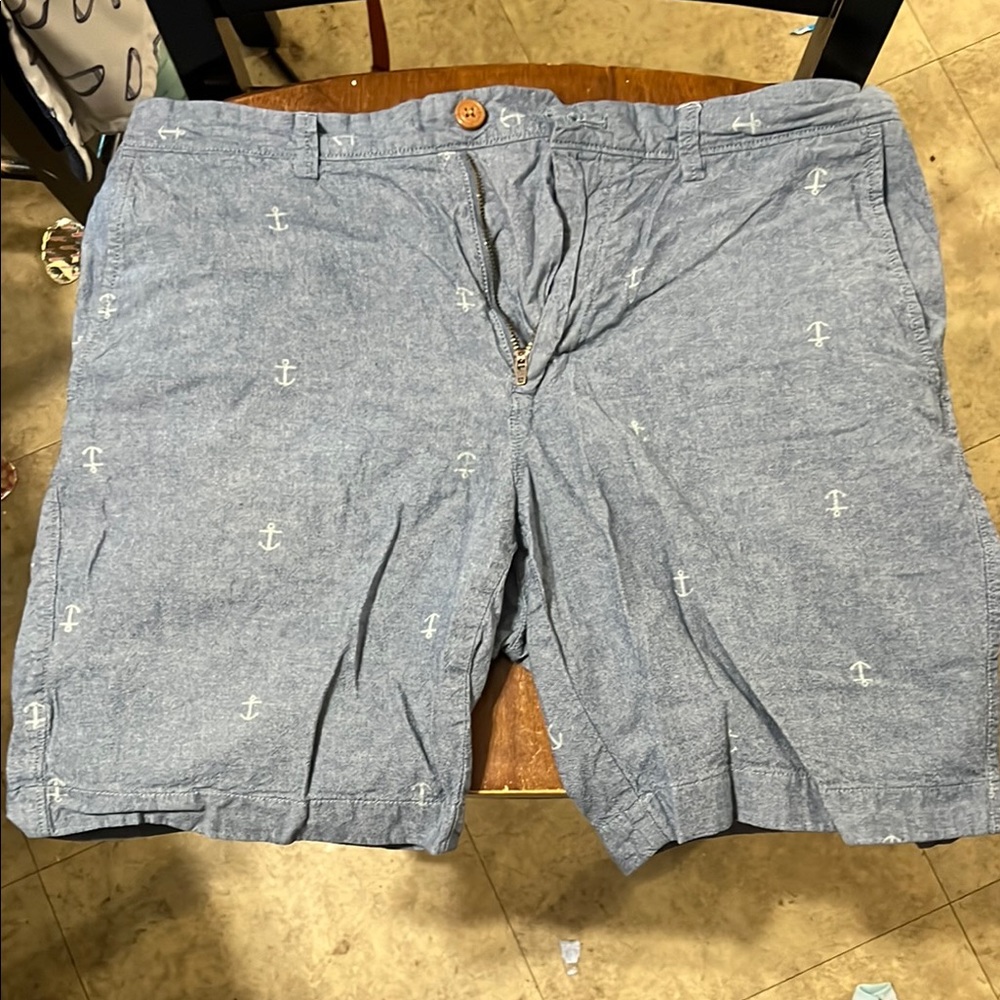 Blue Anchor Print Men's Shorts